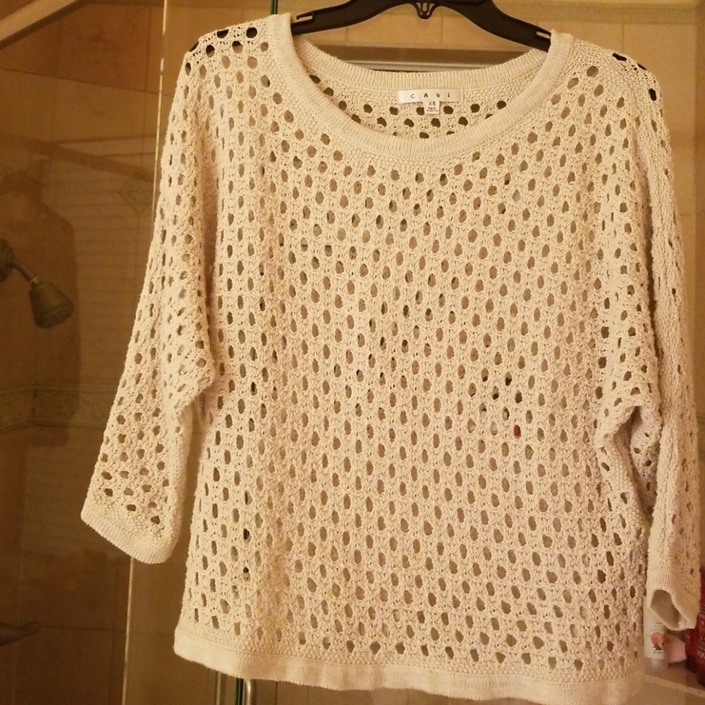 Cabi open knit linen color cotton sweater.